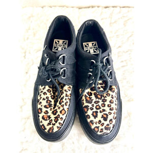 T.U.K. Black and Leopard Vegan Sneakers M6/W8